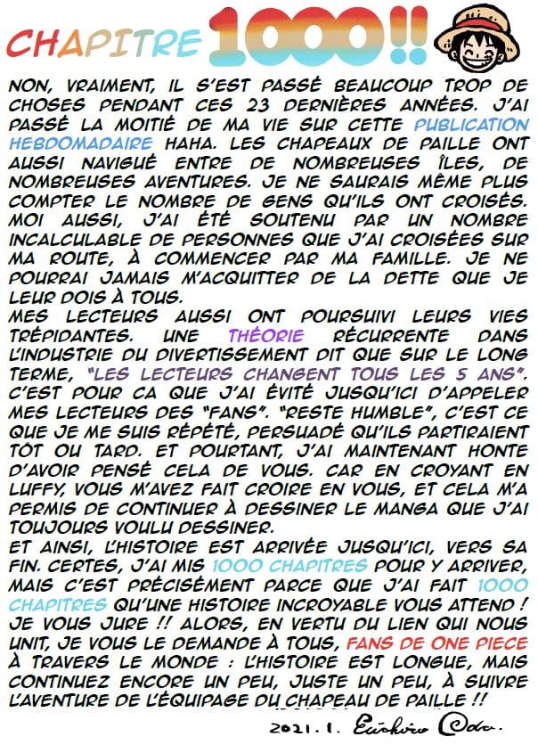 One Piece atteint son 1 000e chapitre au Japon !